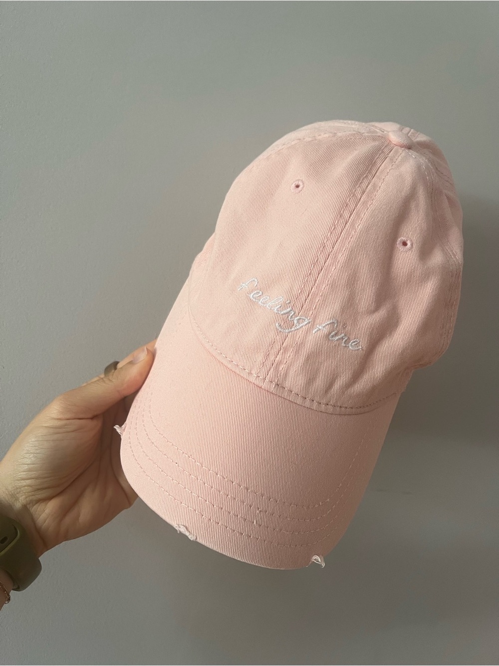 Aerie Pink "Feeling Fine" Embroidered Baseball Cap